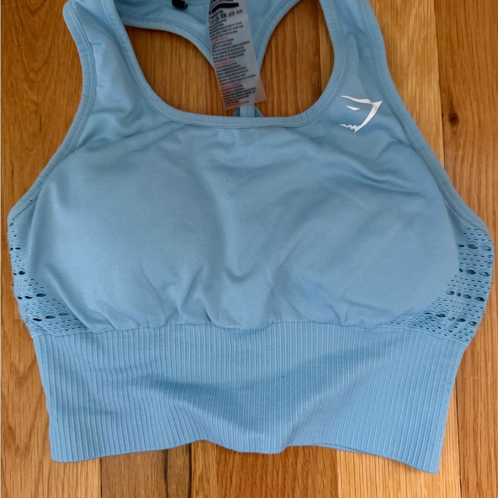 Gymshark Energy+ Seamless Crop Top Light Blue